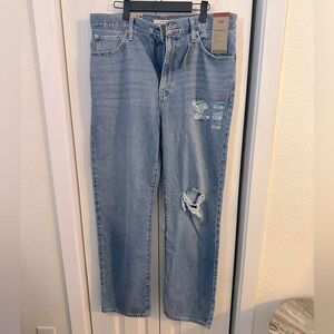 LEVI'S WOMEN'S '94 BAGGY DESTRUCTED JEANS 31 MEDIUM INDIGO DESTRUCTED